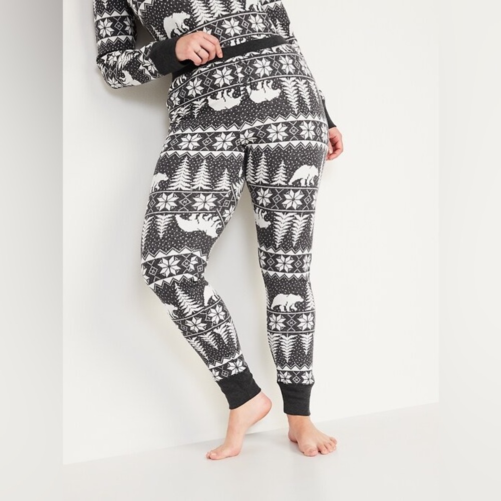 Printed Thermal-Knit Pajama Leggings